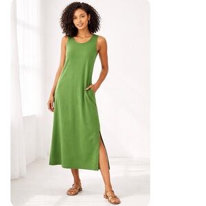 Athleta Green Supima Cotton Sleeveless Midi Dress — Size L